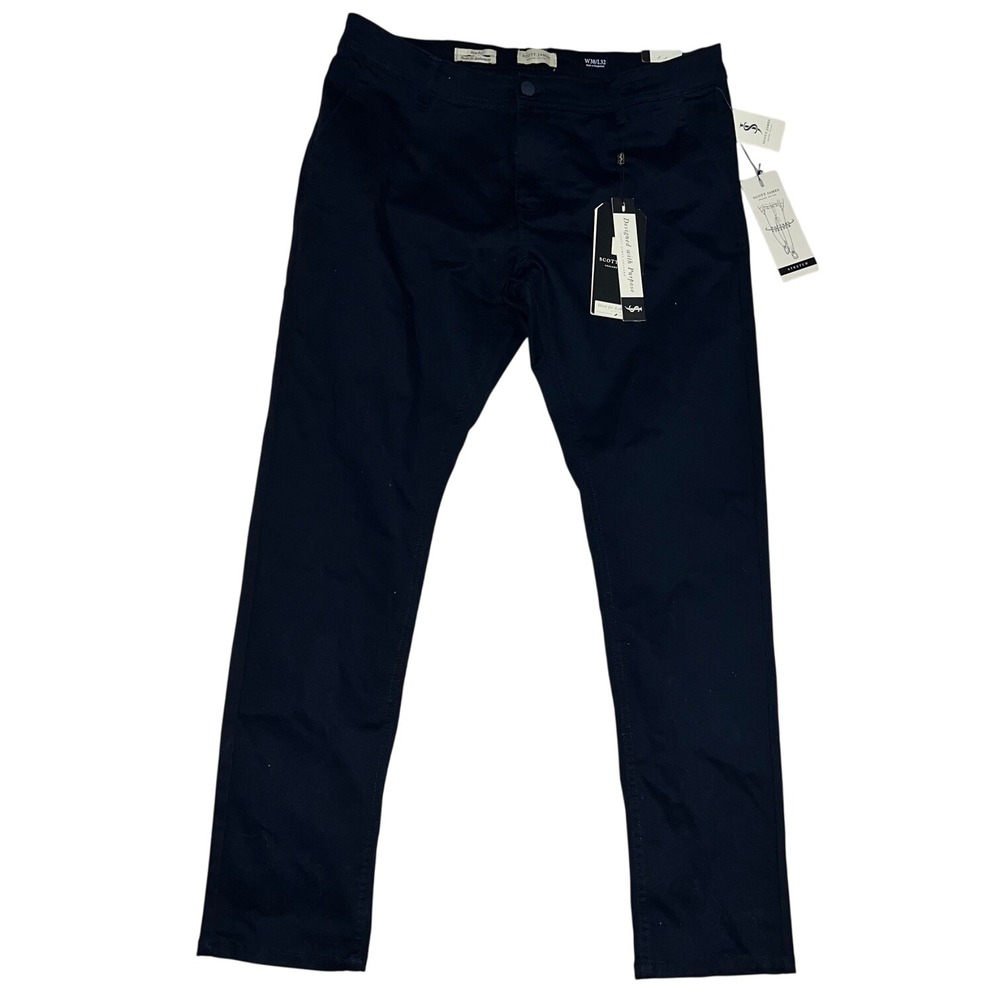 Scott James Mens Slim Fit Navy‎ Blue Stretch Chinos Pants W38 L32
